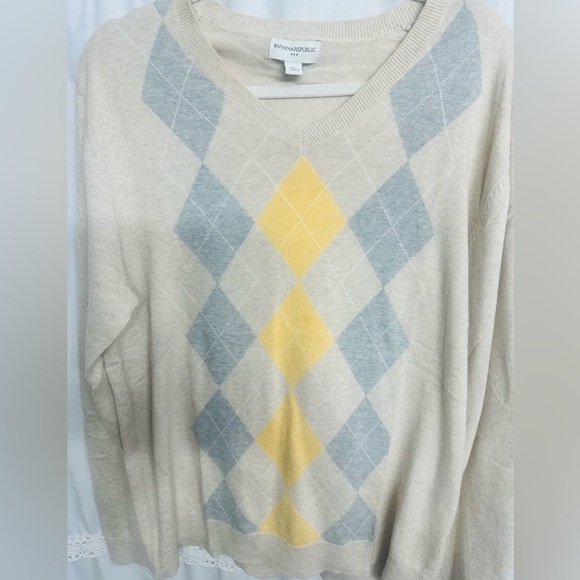 Banana Republic Men Oxford 100% Cotton Long Sleeve Sweater Beige Size L - Picture 4 of 6